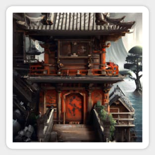 Buddhist temple painting Sticker